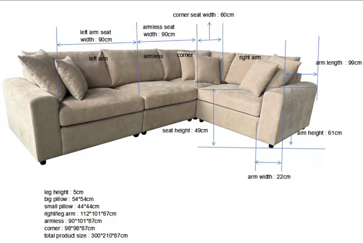 Windsor Light Grey Modular Corner Sofa