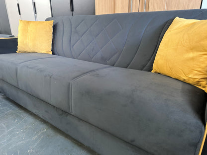 Grey Suede 3 Seater Sofa Bed