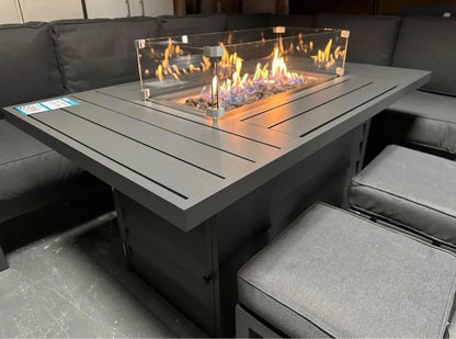 Grey Aluminium Large Corner Fire Pit Table Set