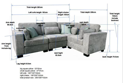 Nimbus Light Grey Corner Sofa & Footstool