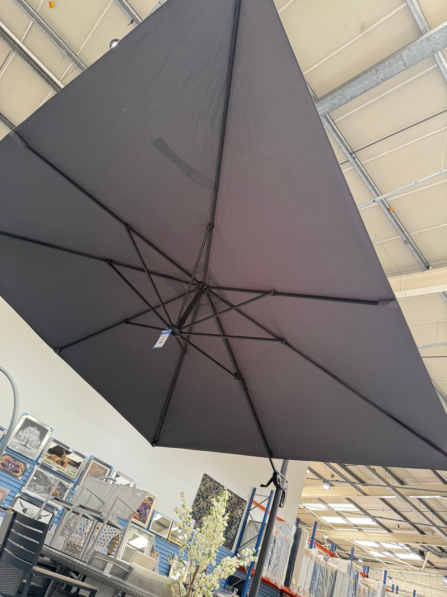 Dark Grey 3x3M Overhanging Parasol