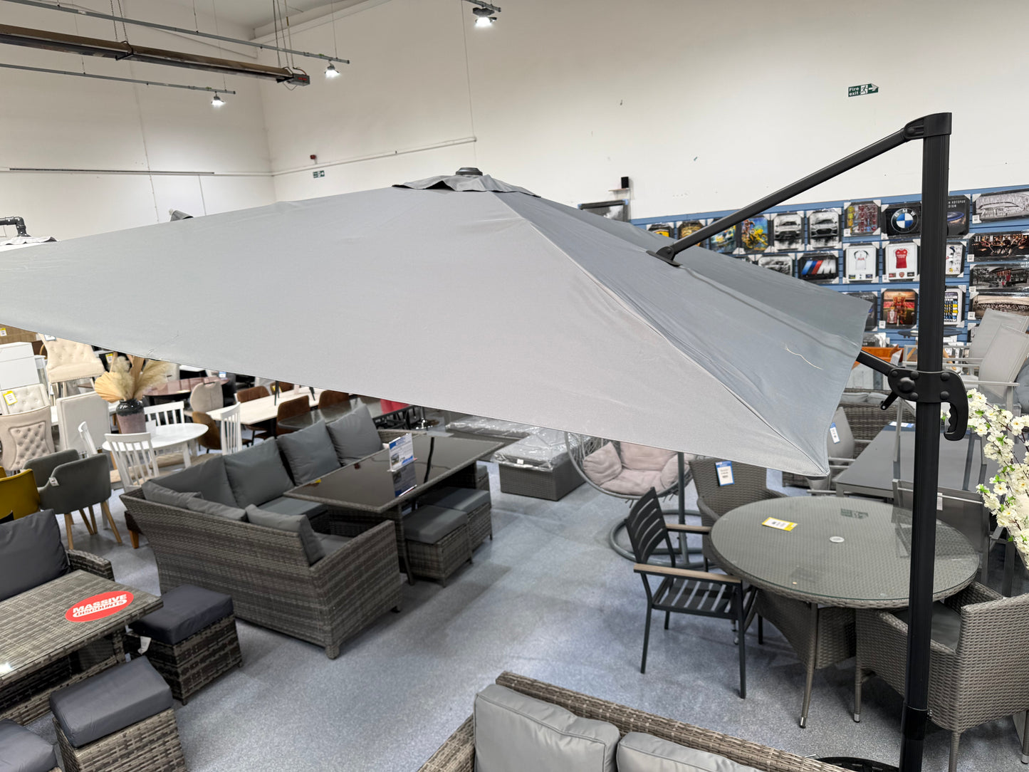 Dark Grey 3x3M Overhanging Parasol