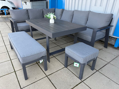 Vegas Grey Aluminium Large Corner Polywood Dining Set