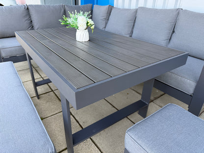 Vegas Grey Aluminium Large Corner Polywood Dining Set
