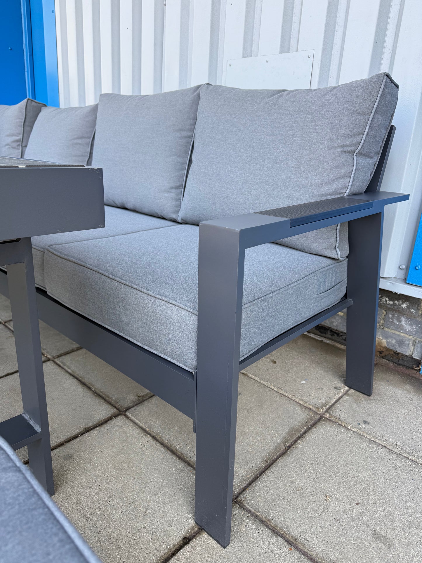 Vegas Grey Aluminium Large Corner Polywood Dining Set