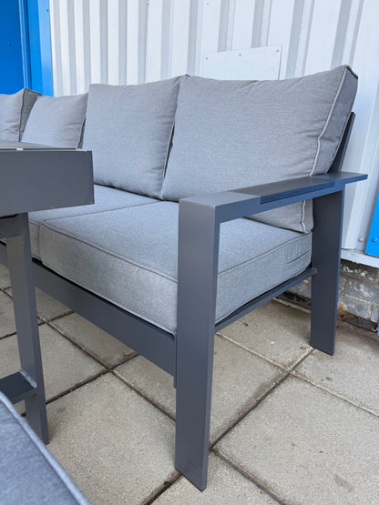 Vegas Grey Aluminium Polywood Table Dining Set + Armchair