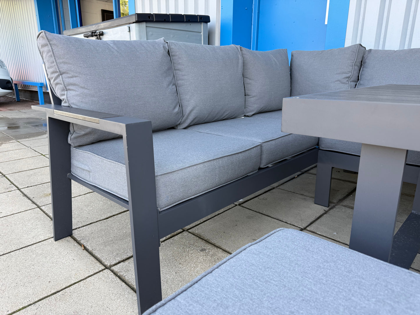Vegas Grey Aluminium Large Corner Polywood Dining Set