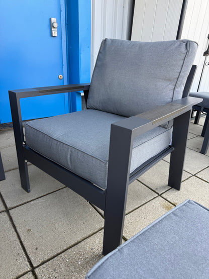 Vegas Grey Aluminium Polywood Table Dining Set + Armchair