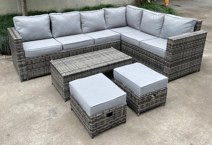 Set LCL70R – Mixed Grey Rattan Large Corner Lounge Set