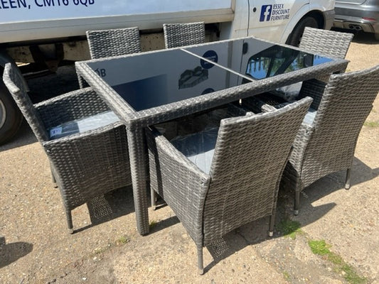 Mixed Grey Rattan 6 Seater Dining Set