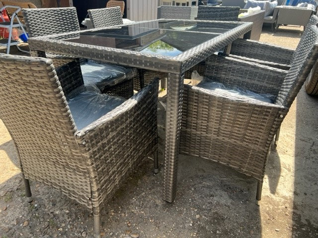 Mixed Grey Rattan 6 Seater Dining Set