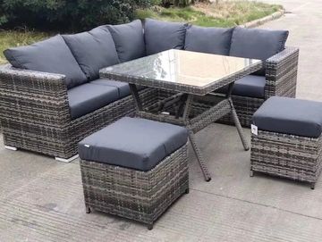 Mixed Grey Rattan 7 Seater Corner Dining Set