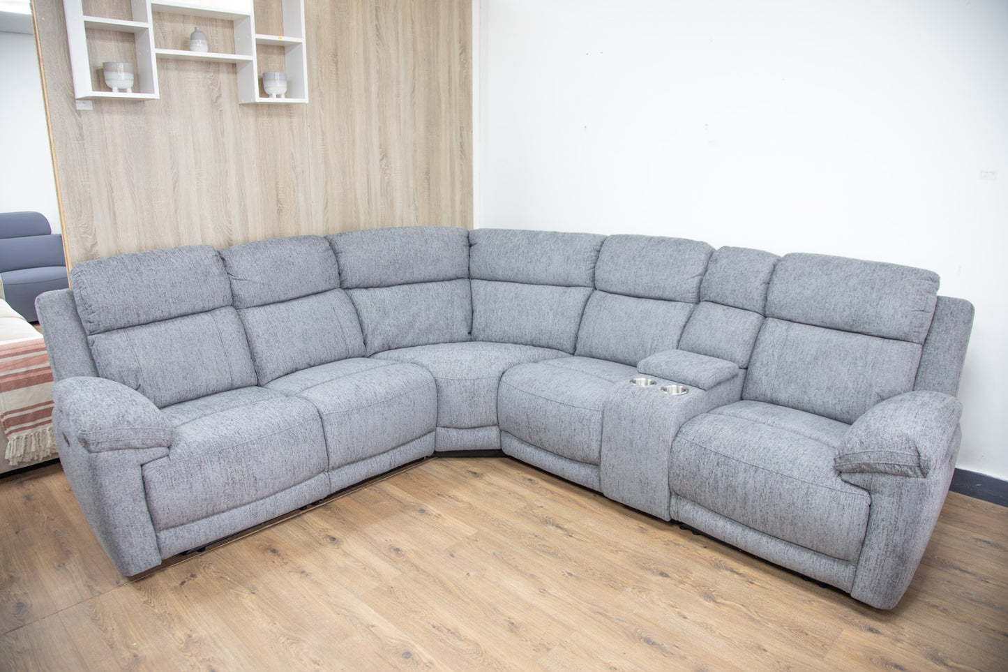 Cove Grey Fabric Large Corner Reclining Sofa