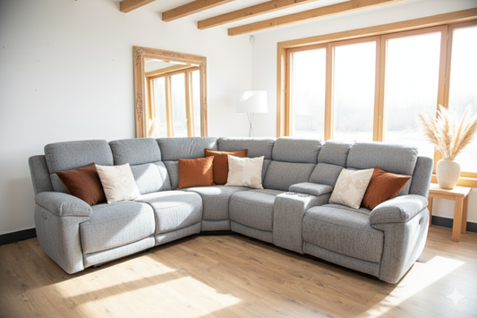 Cove Grey Fabric Large Corner Reclining Sofa
