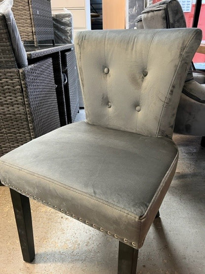 Pair Plush Grey Velvet Dining Chairs