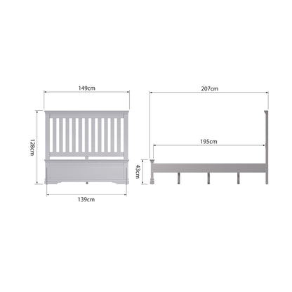 SW Light Grey Wooden Bed Frame