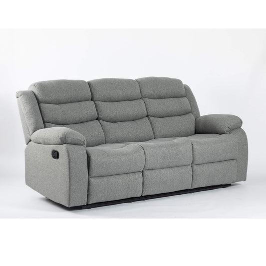 Storm Light Grey Fabric 3 Seater Recliner