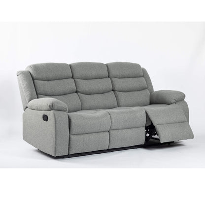 Storm Light Grey Fabric 3 Seater Recliner