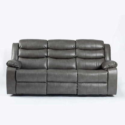 Aire Grey Leather 3 Seater Recliner