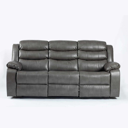 Aire Grey Leather 3 Seater Recliner