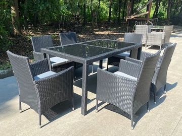 Black Rattan 6 Seater Dining Set