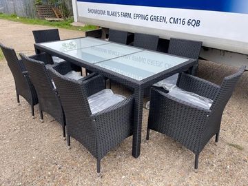 Black Rattan 8 Seater Dining Set