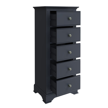 BP 5 Drawer Narrow Chest Midnight Grey