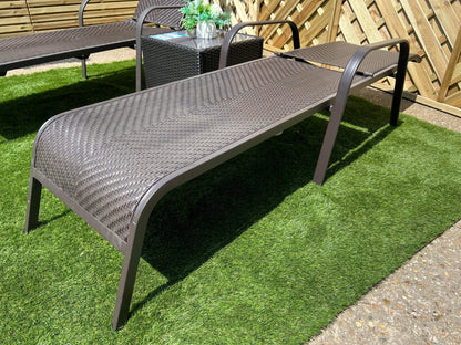 Metal Frame Brown Rattan Sun-Lounger