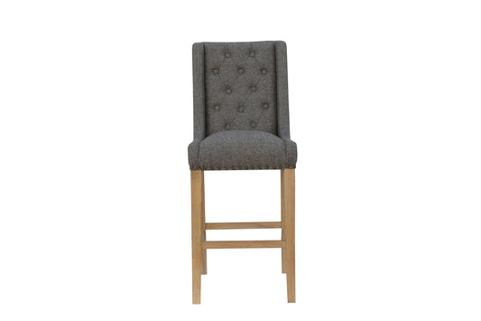 Dark Grey Buttoned Back Bar Stool