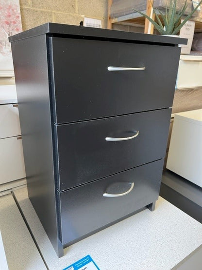 Cheval Black 3 Drawer Bedside