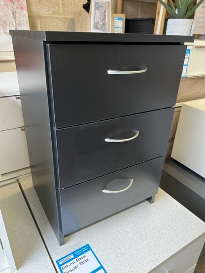 Cheval Black 3 Drawer Bedside