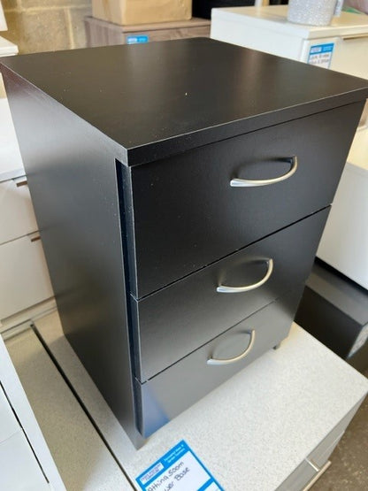 Cheval Black 3 Drawer Bedside