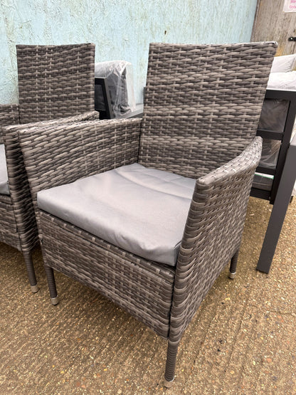 1696 Pair Of Dark Grey Rattan Armchairs