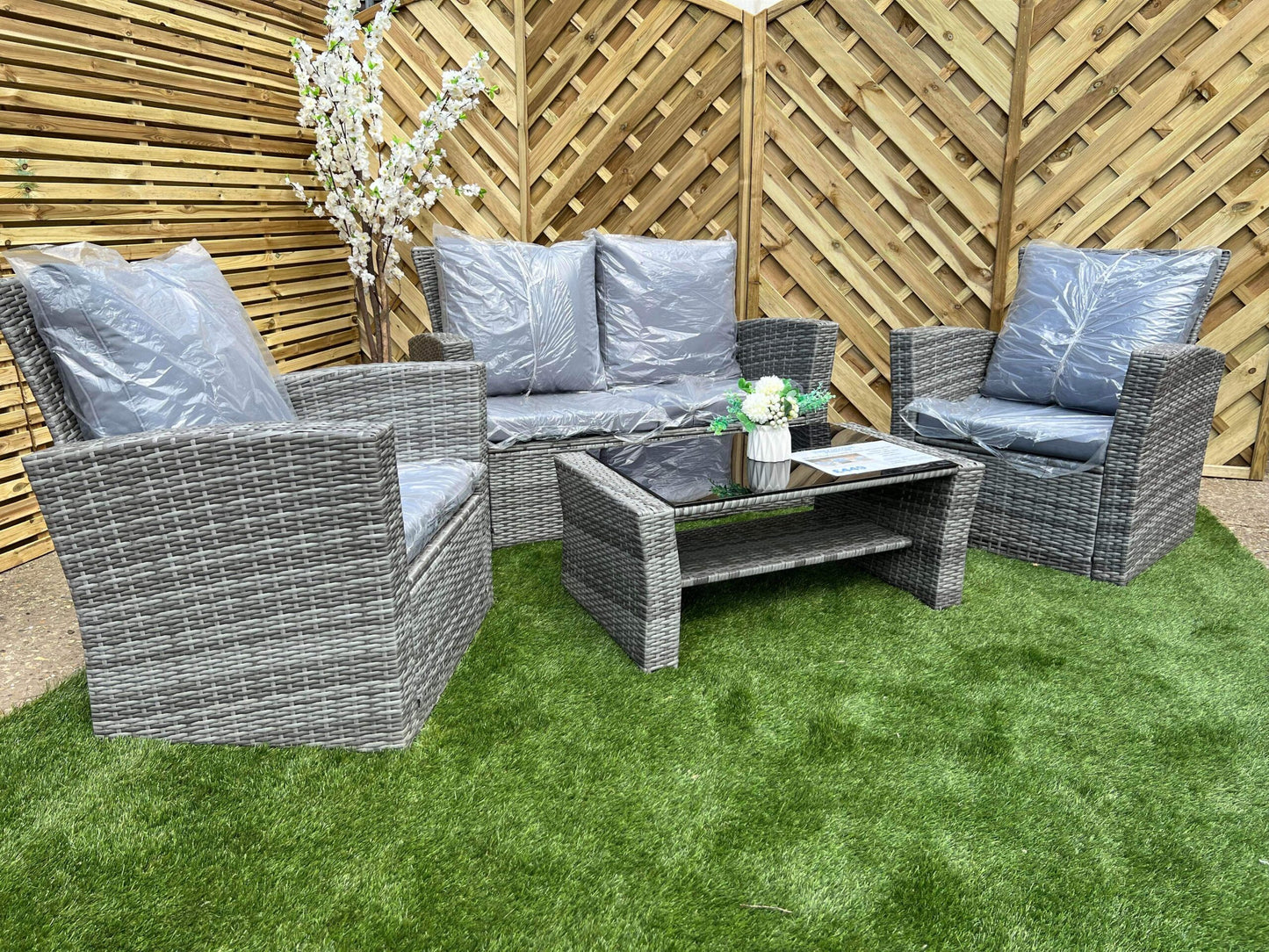 EDF 009 Mixed Grey Rattan 4 Seater Sofa Lounge Set