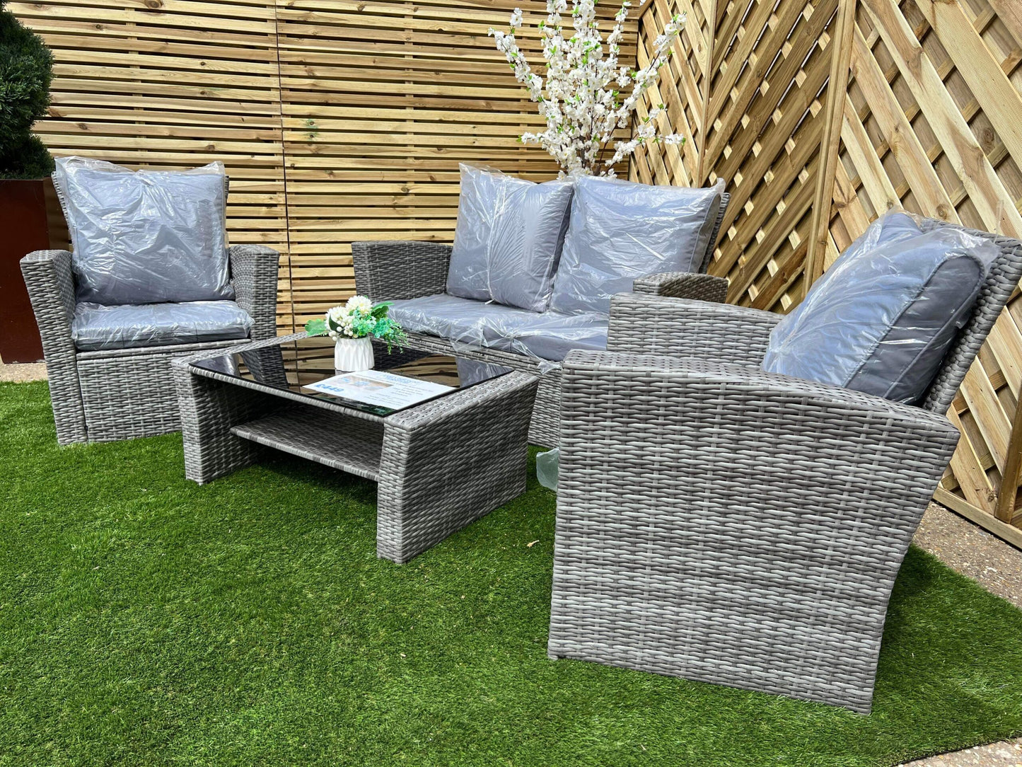 EDF 009 Mixed Grey Rattan 4 Seater Sofa Lounge Set