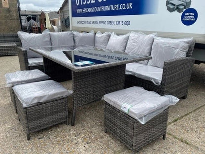 EDF Palma Aluminium Frame Mixed Grey Rattan Large Corner Dining Set