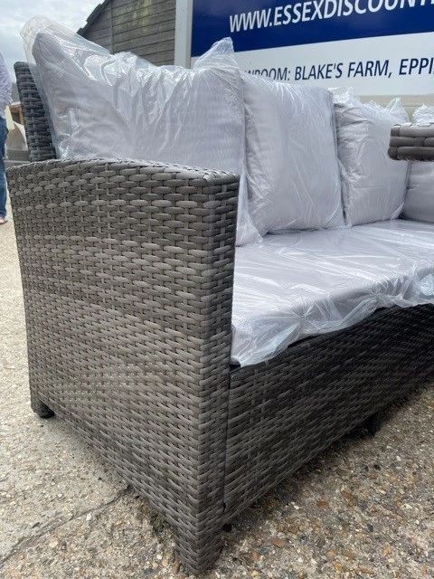 EDF Palma Aluminium Frame Mixed Grey Rattan Large Corner Dining Set