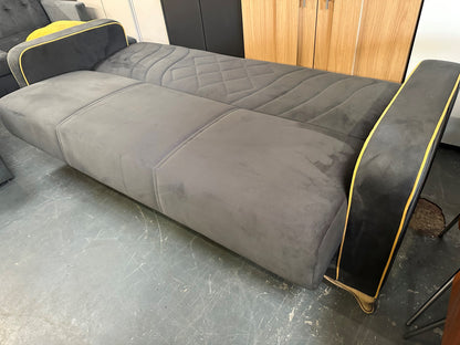 Grey Suede 3 Seater Sofa Bed