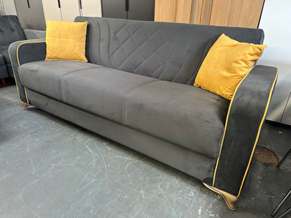 Grey Suede 3 Seater Sofa Bed