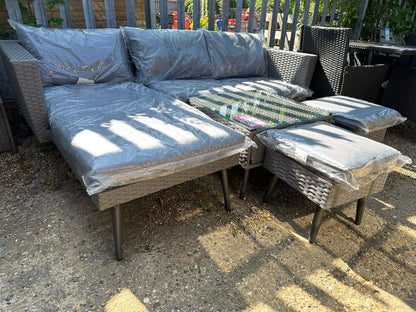 Grey Rattan Reclining Chaise Sofa Set