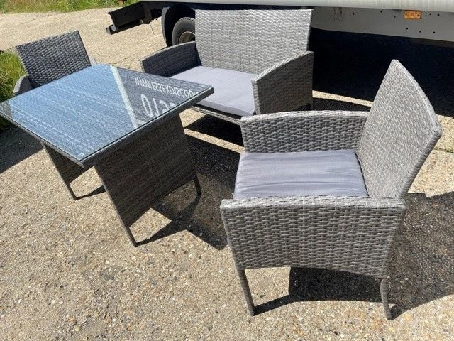 Grey Rattan 4 Seater Sofa Dining Set