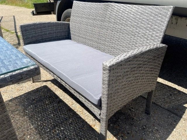 Grey Rattan 4 Seater Sofa Dining Set