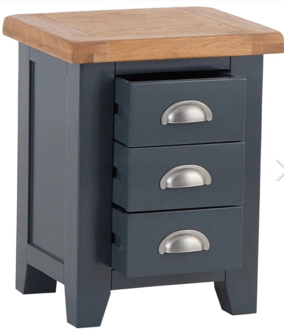 HP Small 3 Drawer Bedside Blue