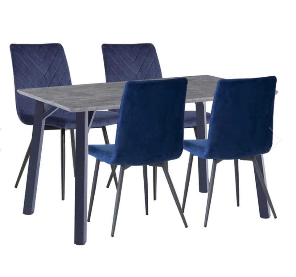 BE Grey Concrete Effect Table With 4 Chairs