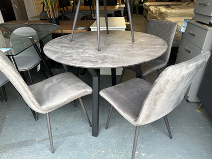 BE Grey Concrete Effect Round Table With 4 Chairs