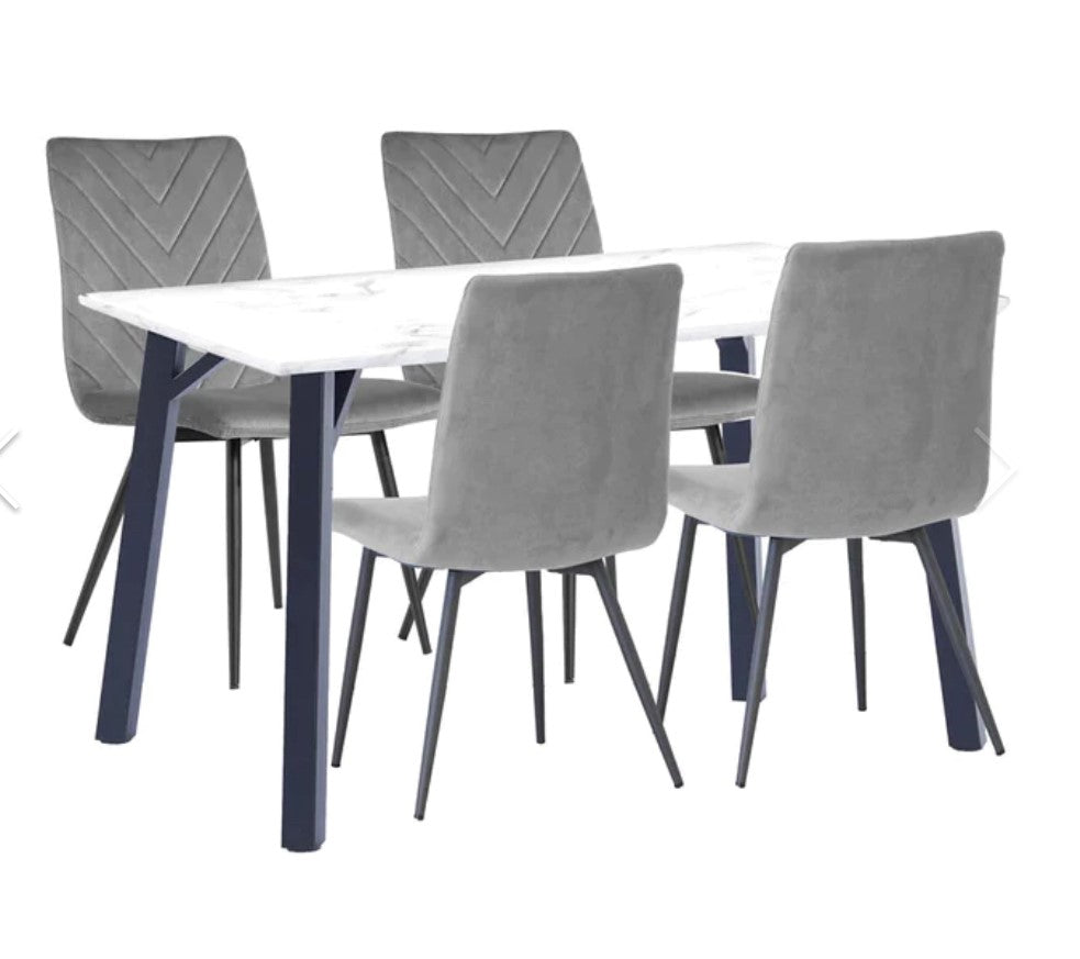 BE White Marble Table With 4 Chairs