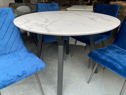 BE White Marble Round Table With 4 Chairs