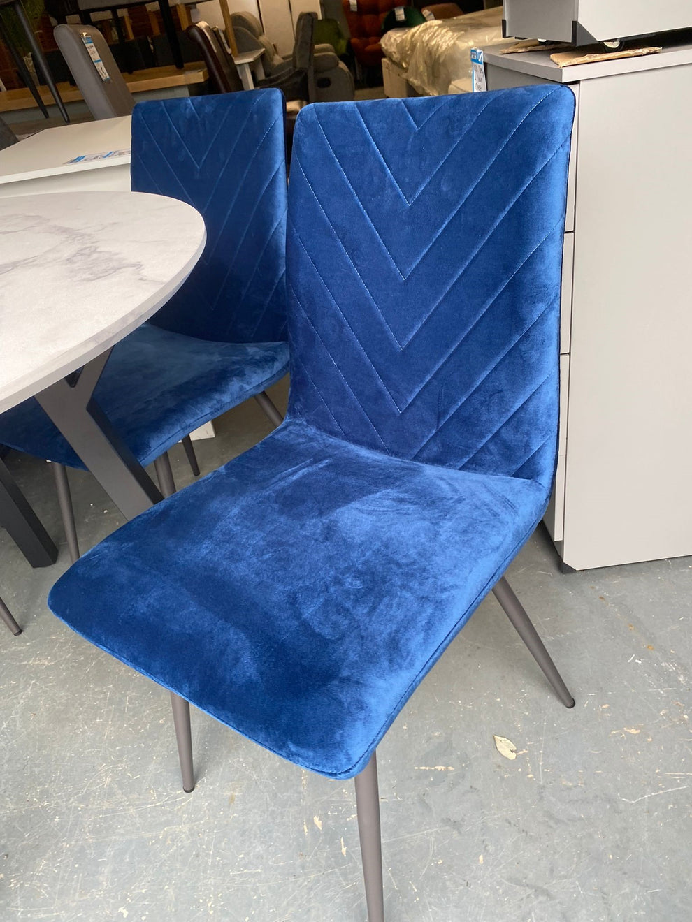 BE Grey Concrete Effect Table With 4 Chairs Essex Discount Furniture