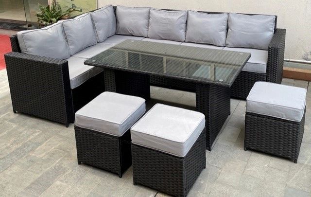 Set LCD60 – Black Rattan Large Corner Dining Set