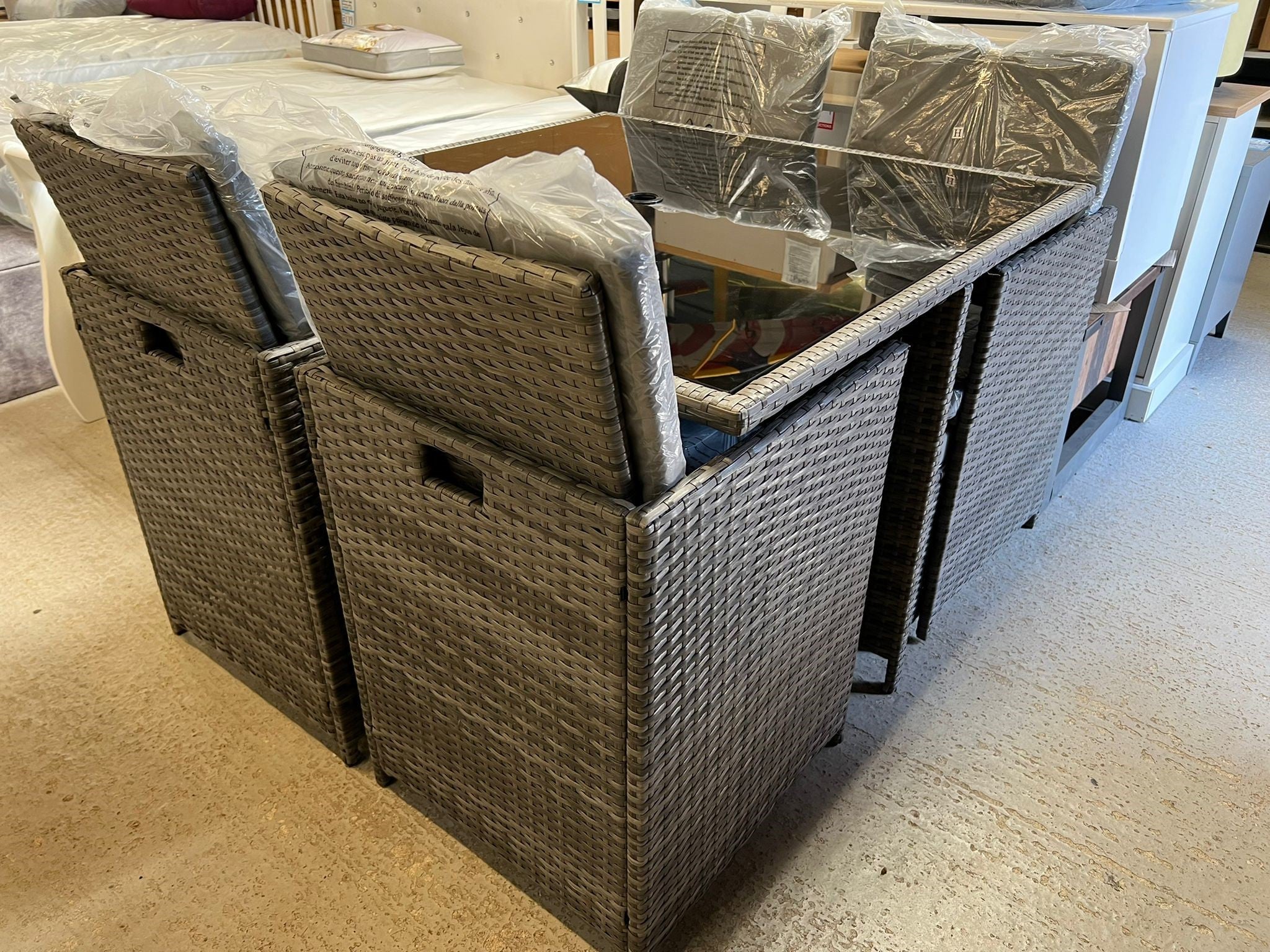 Cheap Rattan Set Light Mixed Grey Rattan 9pc Cube Set – Essex Discount Furniture